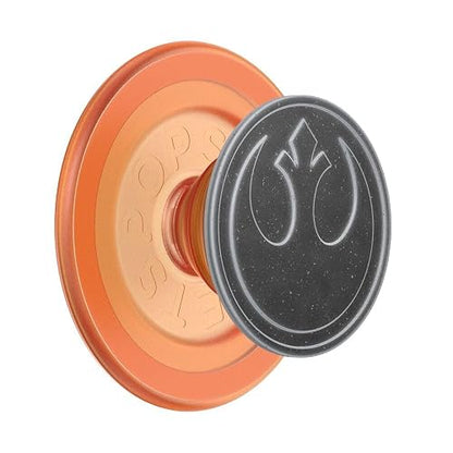PopSockets - Empuñadura para teléfono MagSafe, Agarre magnético Seguro y Soporte para teléfono, Soporte Manos Libres, Compatible con Carga inalámbrica, Starwars, símbolo rebelde esmaltado Envejecido