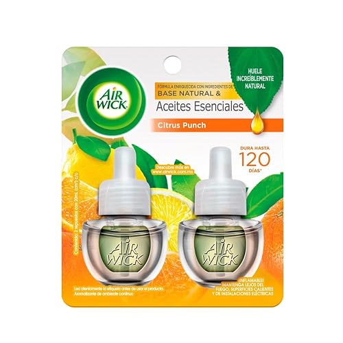 Air Wick® 2 Repuestos de Aromatizante de Ambiente Continuo para Aparato Difusor eléctrico, Aroma Citrus Punch, 20 ml c/u