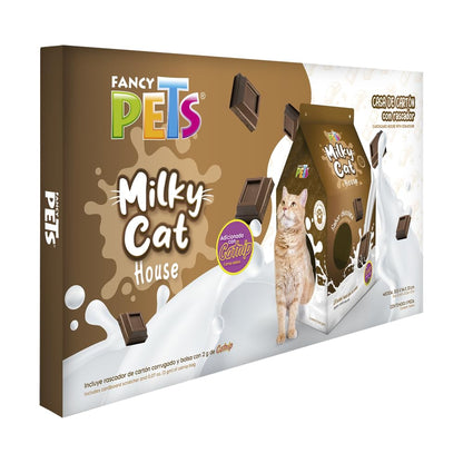 Fancy Pets Milky Chocolate Cat House Divertida Casa de Cartón con Rascador para Gato