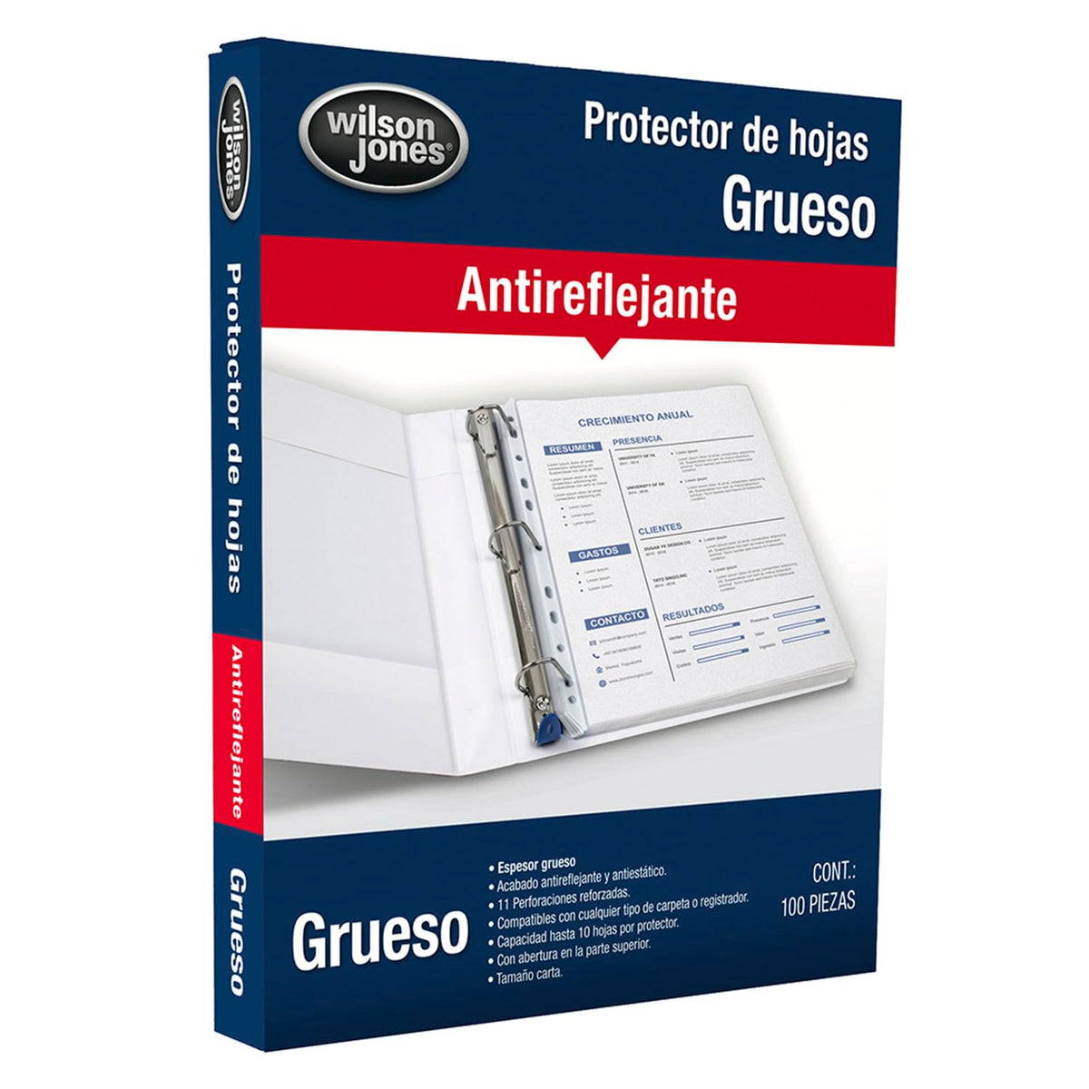 Wilson Jones Protector de Hojas Grueso, Paquete de 100 Piezas. P0571