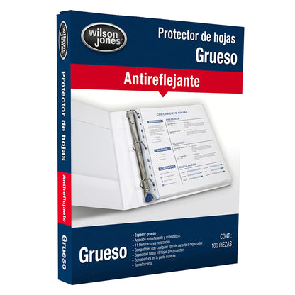 Wilson Jones Protector de Hojas Grueso, Paquete de 100 Piezas. P0571