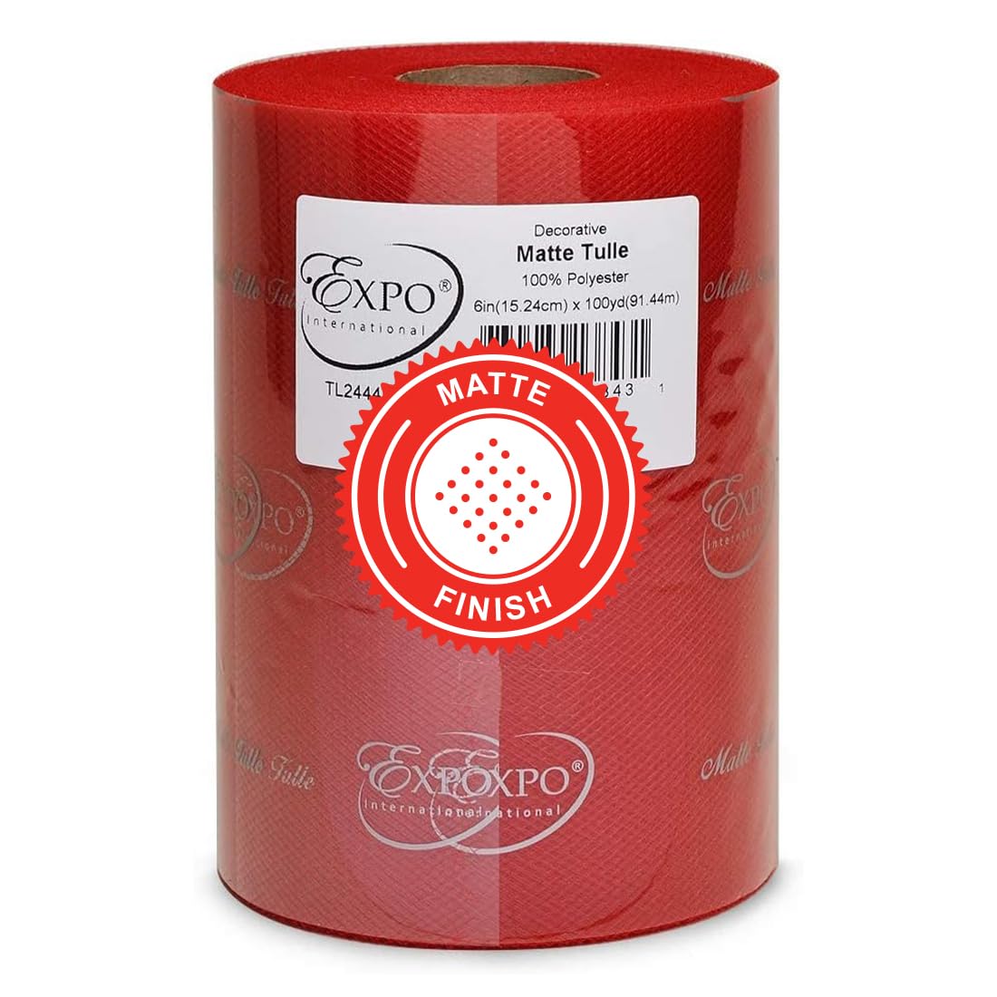 Tul Decorativo Mate para Manualidades, 15 x 100 Yardas - Rojo