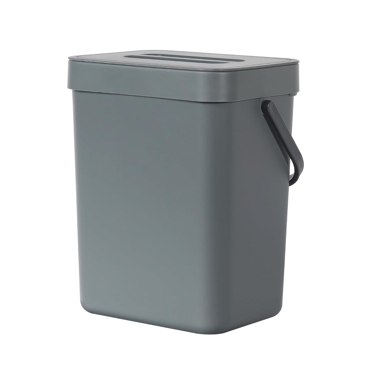 EKO Puro - Mini cubeta de basura para colgar en la pared con tapa, cubeta de compostaje de residuos de alimentos para interiores, 0.79 galones / 3L pequeño cubeta de basura para cocina (gris)