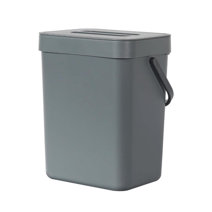 EKO Puro - Mini cubeta de basura para colgar en la pared con tapa, cubeta de compostaje de residuos de alimentos para interiores, 0.79 galones / 3L pequeño cubeta de basura para cocina (gris)