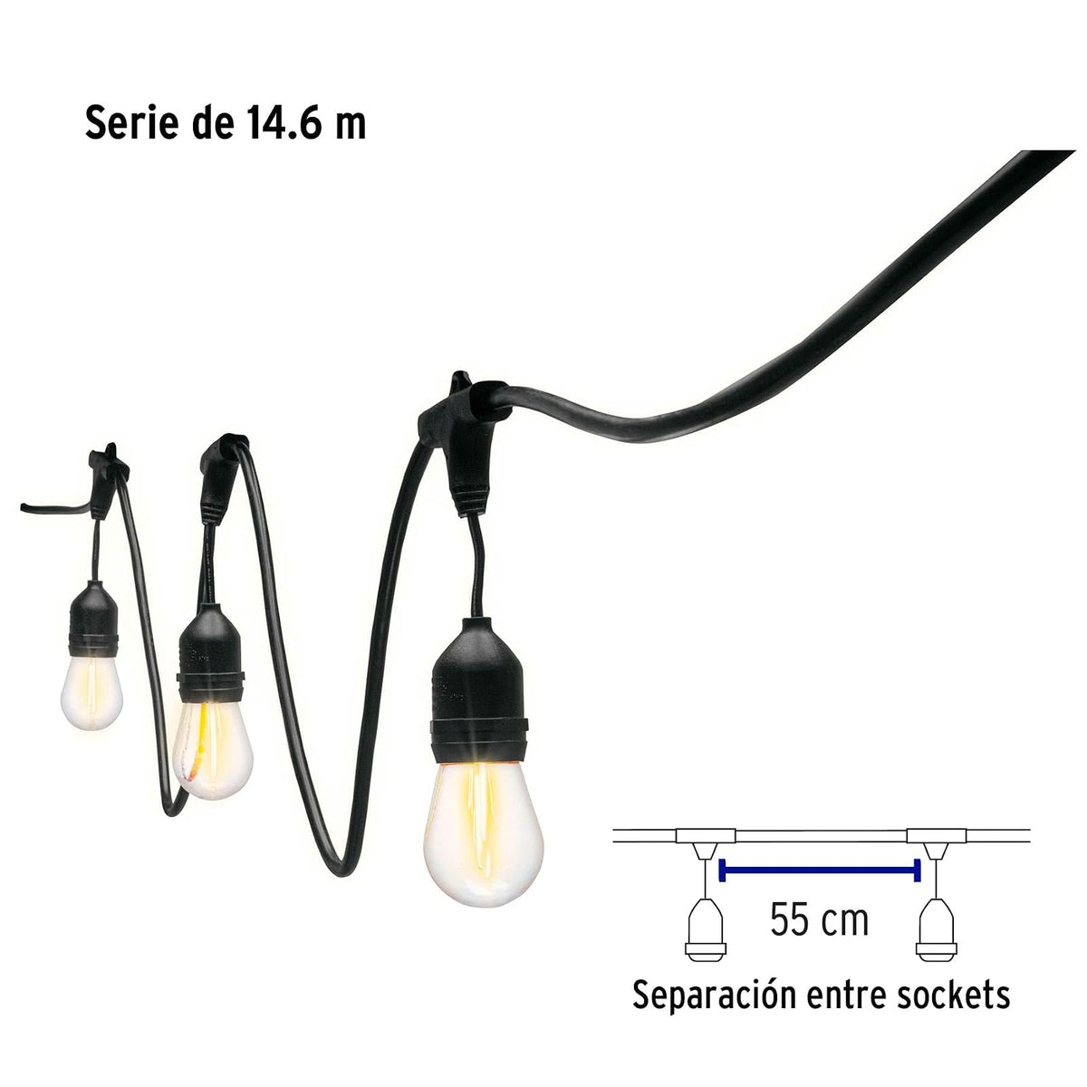 Volteck Lait SL-14L Serie de 24 luces de LED para exterior, 14.6 m, 24 Portalámparas, pack of/paquete de 1