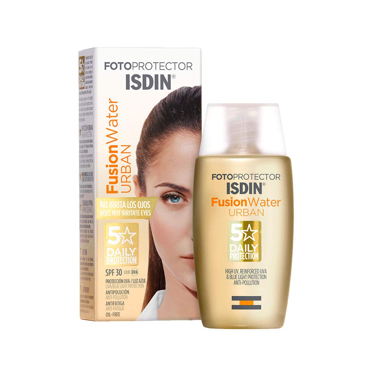 ISDIN Fotoprotector Gel Cream SPF 50+, Protector Solar Corporal refrescante e hidratante, Ideal para toda la familia, 250 ml + Fusion Water Urban SPF 30, Protector Solar Facial, 50ml
