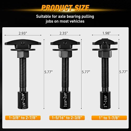 GOOACC Juego de 3 Extractor de rodamientos de Eje Trasero, Kit de Herramientas de extracción de Extractor de rodamientos de Eje con 3 tamaños de 1 a 1-7/8 Pulgadas, 1-5/16 a 2-3/8 Pulgadas y 1-3/8