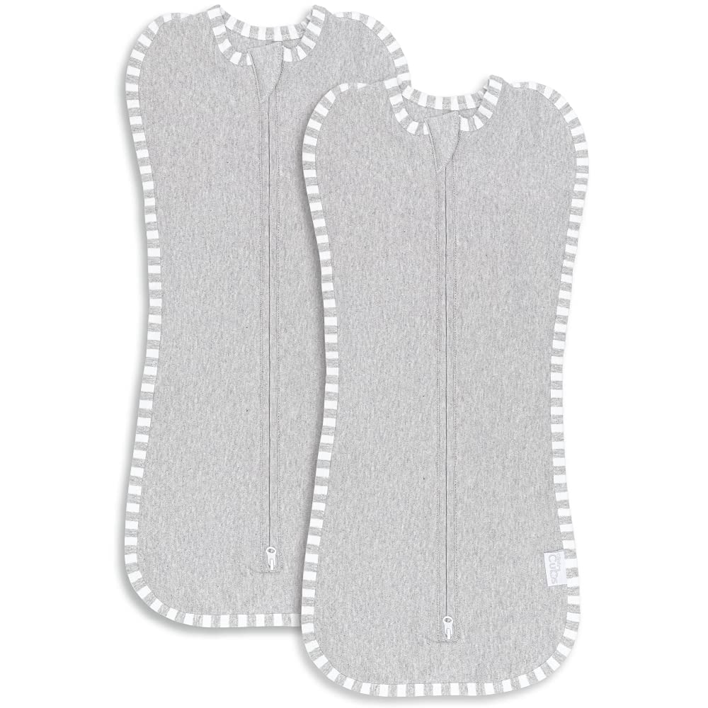 Comfy Cubs Mantas Envolventes con Cierre para Bebé, Set de 2 - Gris - Small (0-3 Months)