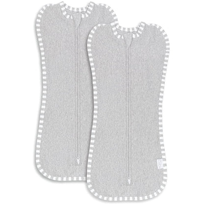 Comfy Cubs Mantas Envolventes con Cierre para Bebé, Set de 2 - Gris - Small (0-3 Months)