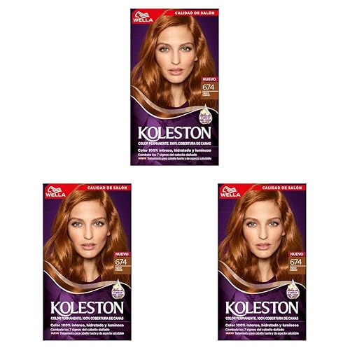 Koleston Tinte Permanente 674 Tabaco Cobrizo, 70 ml - Paquete de 3