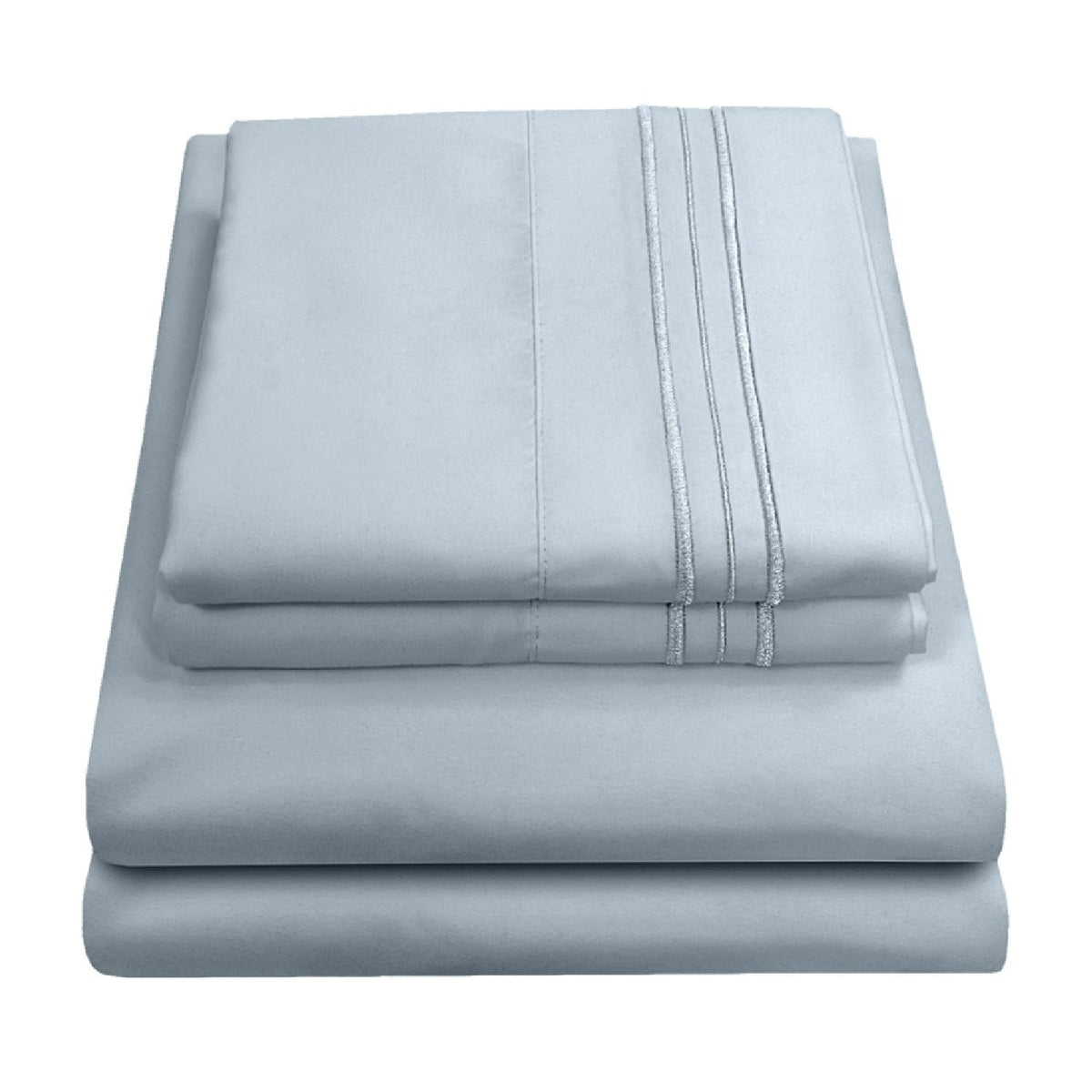 Juego de sábanas de 1800 hilos - Sweet Home Collection - Sábanas hipoalergénicas, suaves de microfibra cepillada - Juego de cama de lujo con sábana encimera, 2 fundas de almohada y sábana ajustable, Azul Misty, King, 1
