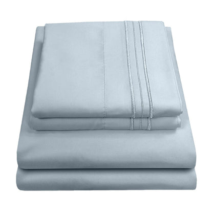 Juego de sábanas de 1800 hilos - Sweet Home Collection - Sábanas hipoalergénicas, suaves de microfibra cepillada - Juego de cama de lujo con sábana encimera, 2 fundas de almohada y sábana ajustable, Azul Misty, King, 1