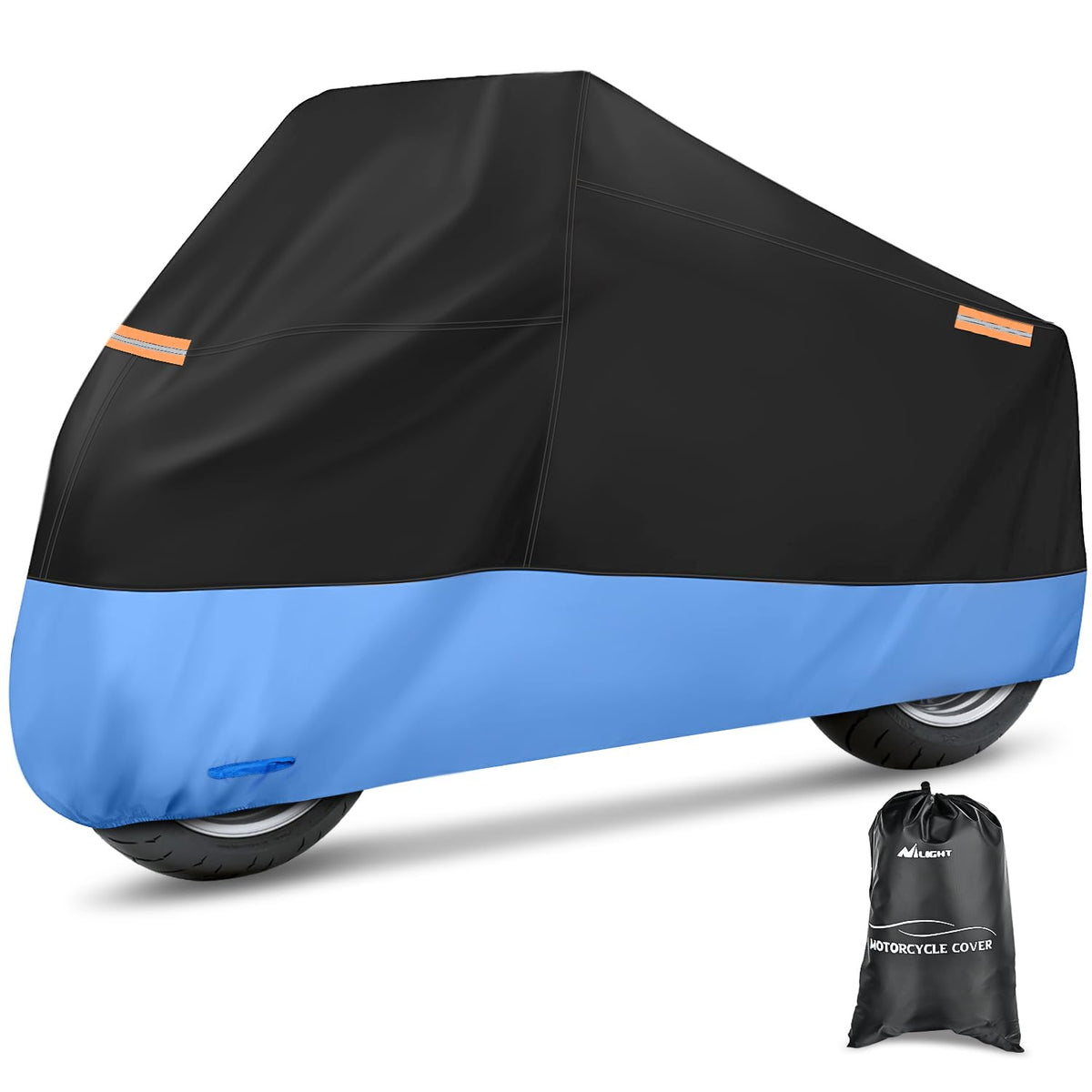 Nilight Motorcycle Cover All Season Universal Oxford Fabric with Lock-Hole Waterproof Durable UV with Storage Bag & Protective Reflective Strip Fits up to 96" Motorcycle - XL - 96''L x 41''W x 49''H