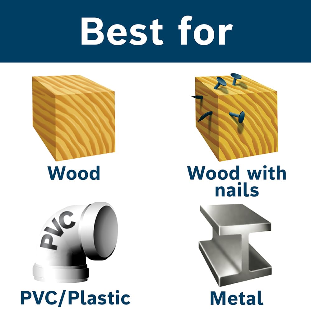 BOSCH Juego de 8 piezas Cuchillas de sierra sable multiusos de alta calidad bimetálicas para madera, metal, yeso, plástico y PVC