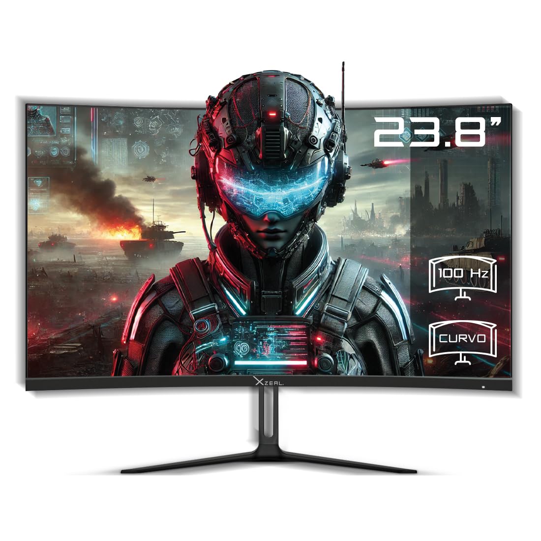 Xzeal Monitor 23.8" Xzeal XST-570-1 Panel Curvo VA FHD 100Hz 5ms 1xVGA + 1xHDMI + Vesa 100x100mm Negro