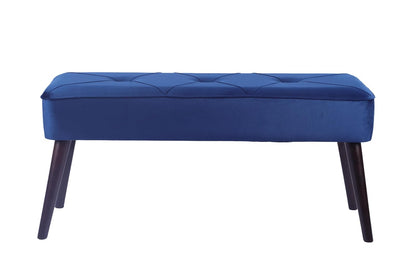 Sochic Taburete Tapizado en Terciopelo Azul con Patas de Madera de Caucho de Nogal y Marco de Madera