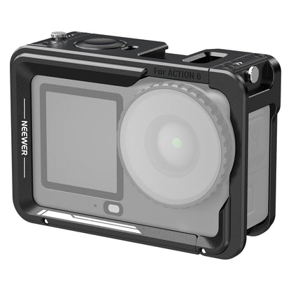 NEEWER - Jaula de cámara para Osmo Action 6, estabilizador Ligero de Metal con Zapato fría y Rosca de 1/4 Pulgadas, Compatible con dji Mic Adaptador magnético de liberación rápida, Accesorios de