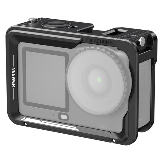 NEEWER - Jaula de cámara para Osmo Action 6, estabilizador Ligero de Metal con Zapato fría y Rosca de 1/4 Pulgadas, Compatible con dji Mic Adaptador magnético de liberación rápida, Accesorios de