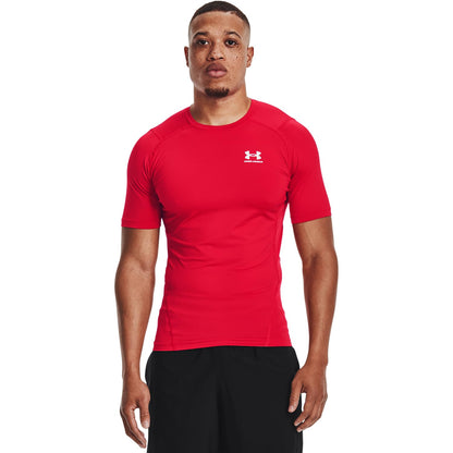 Under Armour HeatGear Camiseta de Compresión para Hombre - Rojo (Red - White - 600) - M