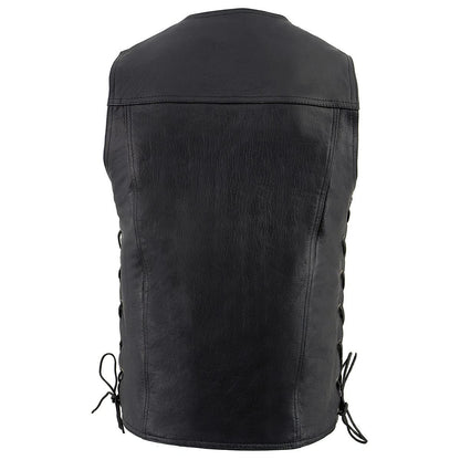 Milwaukee Leather Lkm1360 LKM1360 - Chaleco de piel negro para motociclista para hombre Hombre