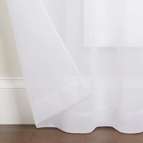 Eclipse Kiara - Cortinas Modernas de Gasa Transparente con Ojales para Ventana de recámara (2 Paneles), 54 x 84 Pulgadas, Color Blanco
