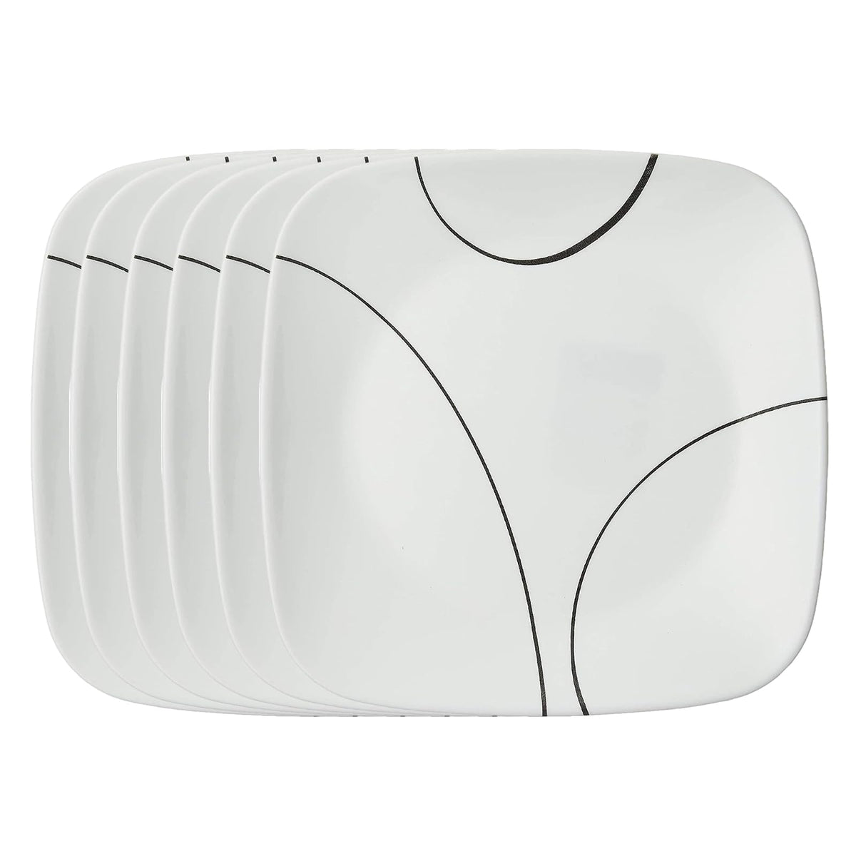 Corelle, 1107744, Square Simple Lines Trinche, Set de 6 Piezas