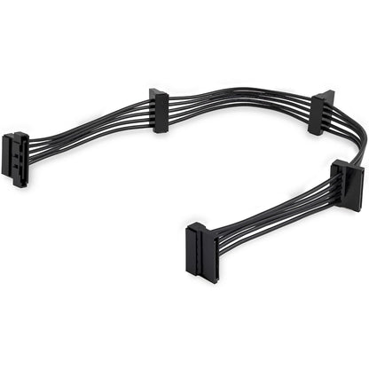 StarTech.com PYO4SATA cable de alimentación interna 0.4 m - Cables de alimentación interna (0.4 m, SATA de 15 pines, 4 x SATA, Male connector / Female connector, Negro, 29 mm)
