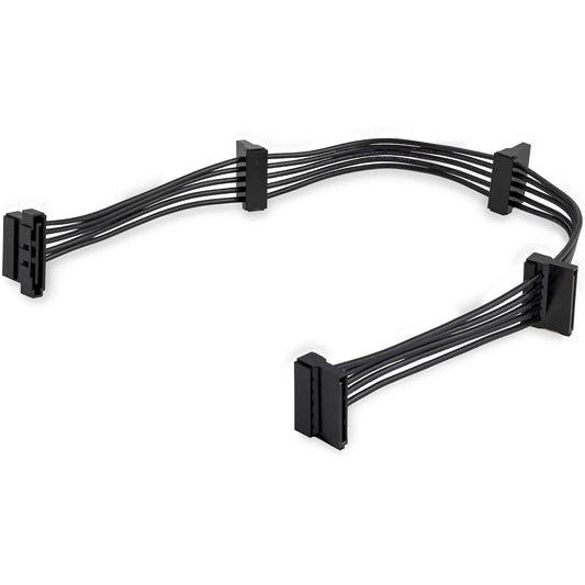StarTech.com PYO4SATA cable de alimentación interna 0.4 m - Cables de alimentación interna (0.4 m, SATA de 15 pines, 4 x SATA, Male connector / Female connector, Negro, 29 mm)