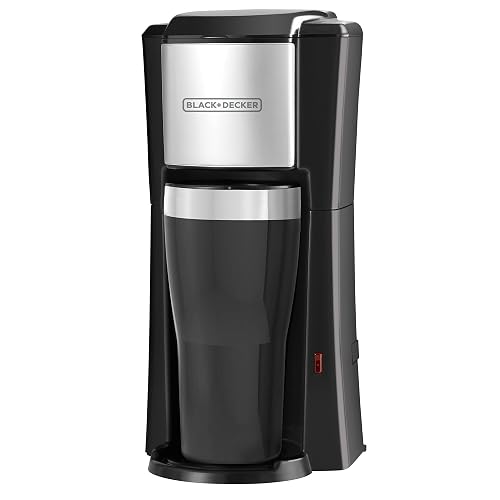 Black+Decker Cafetera Individual con Termo 16 oz y Filtro Permanente, CM618 | Cesta de filtro extraíble, apagado automático y piezas aptas para lavavajillas