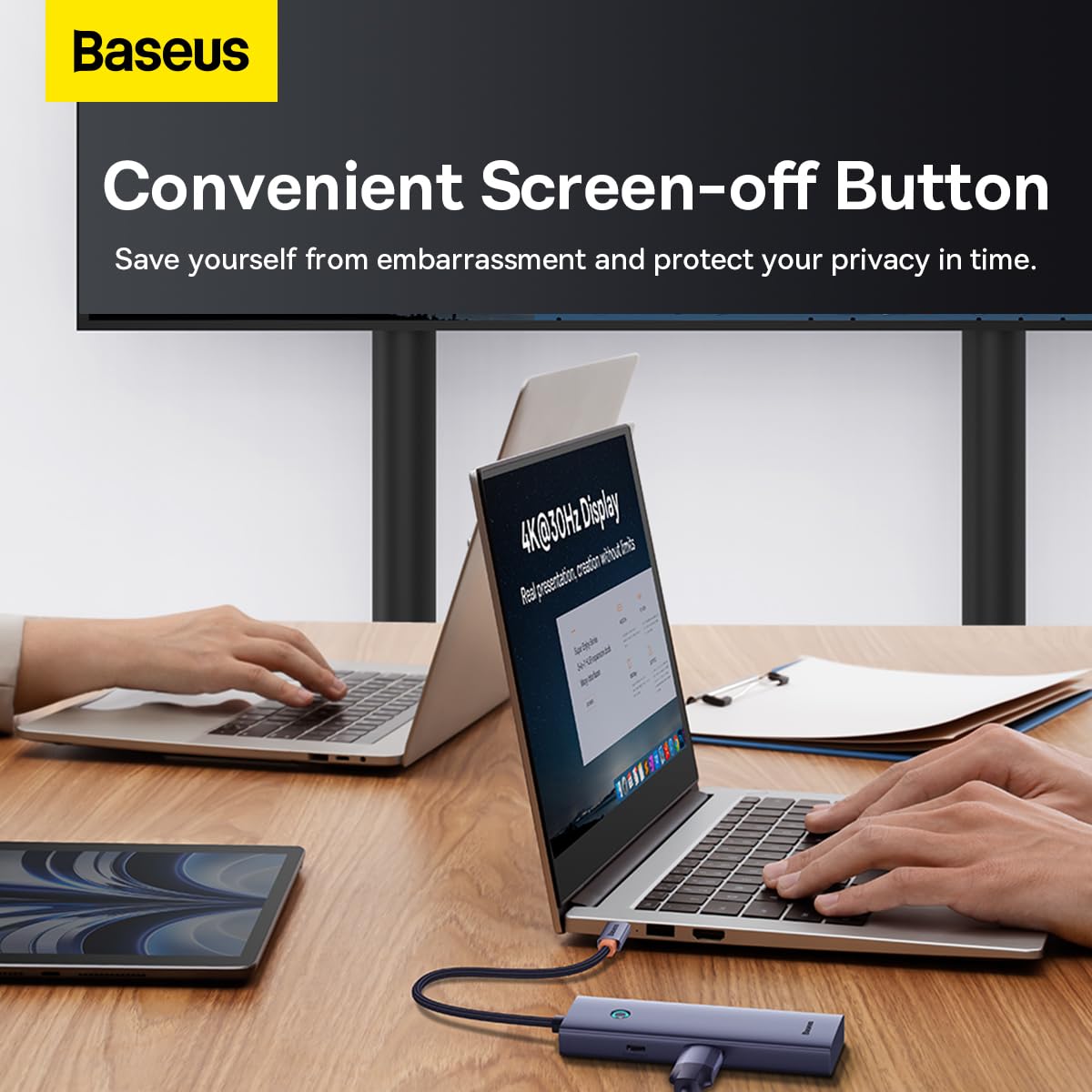 Baseus UltraJoy Series, HUB 5 en 1 Adaptador a HDMI 4K@30Hz + 3 USB 3.0 + 1 PD Carga Tipo C 100w