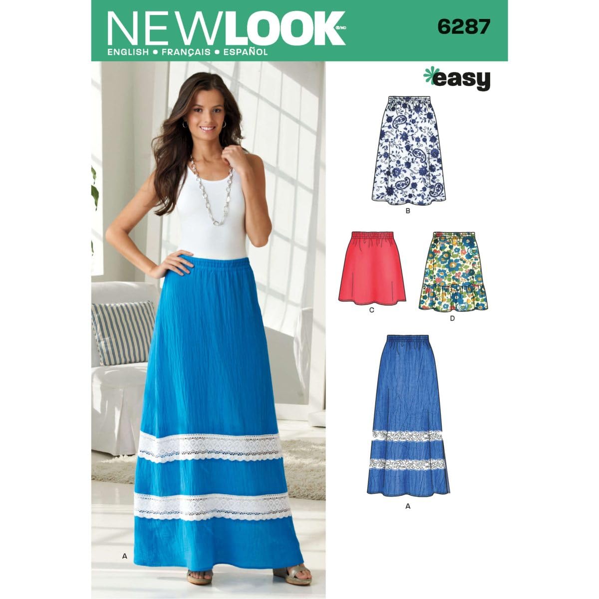 New Look Simplicity Creative Patterns 6287 Falda de Meter para Mujer en Cuatro Longitudes, A (10-12-14-16-18-20-22)