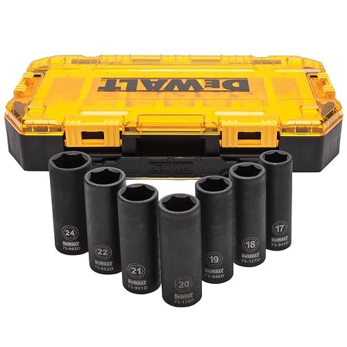 DEWALT - Juego de llaves de vaso de impacto profundo, 7 piezas, 1/2" métricas (DWMT74737)