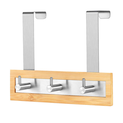 Bamboo Stainless Steel Towel Door Hooks (3 Hook)