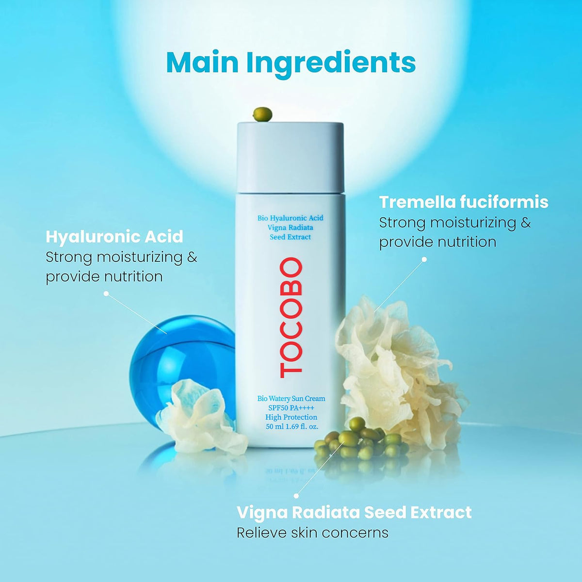 TOCOBO Bio Watery Sun Cream SPF50+ PA++++ 50 ml Protector Solar Facial Vegano e Hidratante