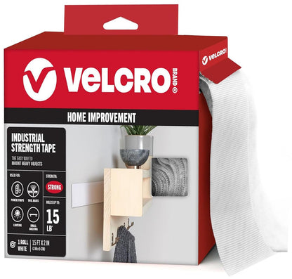 VELCRO Brand Cinta de Sujeción Industrial, Interior/Exterior - White - 4.5m x 5cm - Sujetadores resistentes de la marca VELCRO
