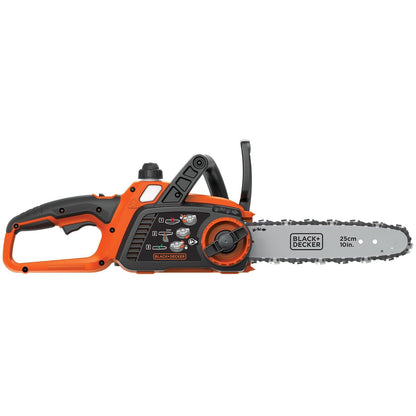 BLACK+DECKER - Motosierra eléctrica de 20 V MAX, motosierra inalámbrica de 10 pulgadas con batería y cargador incluidos, engrasador automático, sierras de cadena de baja potencia (LCS1020)