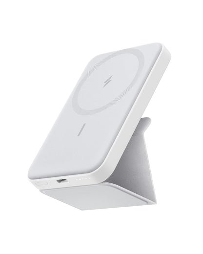 Anker - Batería magnética (MagGo), Cargador portátil inalámbrico magnético Plegable de 5.000 mAh y USB-C para iPhone 15/15 Plus/15 Pro/15 Pro MAX, iPhone 14/13 Series (Blanco dolomita)