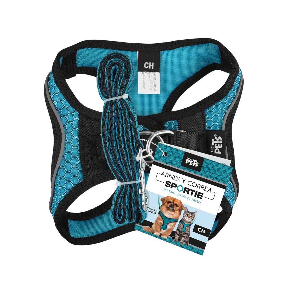 Fancy Pets Set Arnés y Correa Sportie para Perro - Chico - Azul