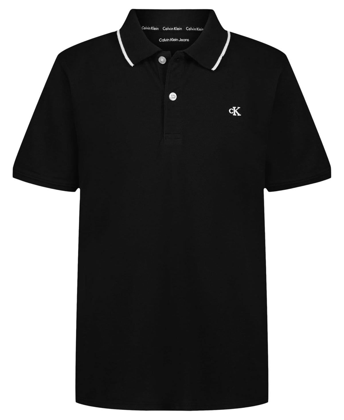 Calvin Klein Polo Manga Corta Marled Space Dye para Niño - Negro con punta - 10-12