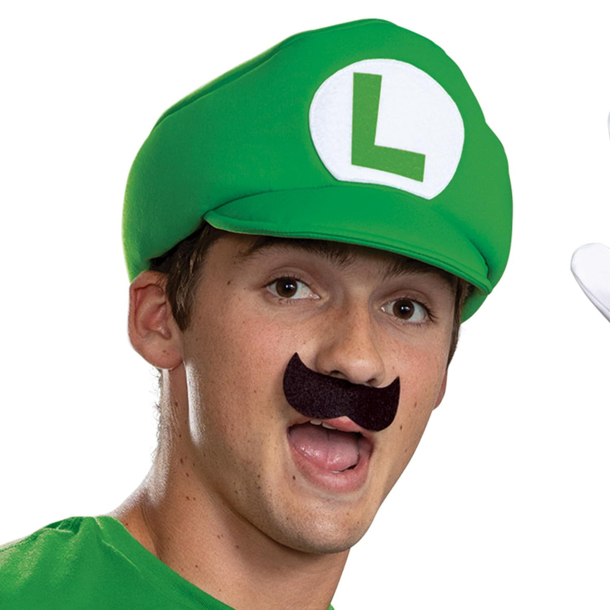Disguise Luigi - Kit de disfraz oficial de Nintendo Super Mario Halloween accesorios incluyendo sombrero con bigote y guantes, tamaño adulto