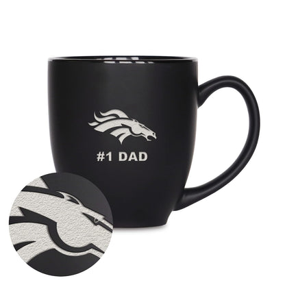 Rico Industries NFL Taza de Cerámica #1 Dad, Grabado con Láser, Negro Mate - Denver Broncos