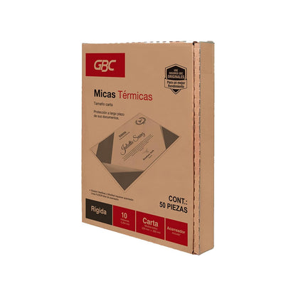 GBC Mica Térmica Rígida Carta 10 Mil Caja con 50 Piezas