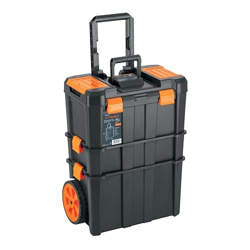 Truper CHP-1925R, Caja para herramientas 19"x25" 3 en 1 desmontable con ruedas grandes de uso rudo
