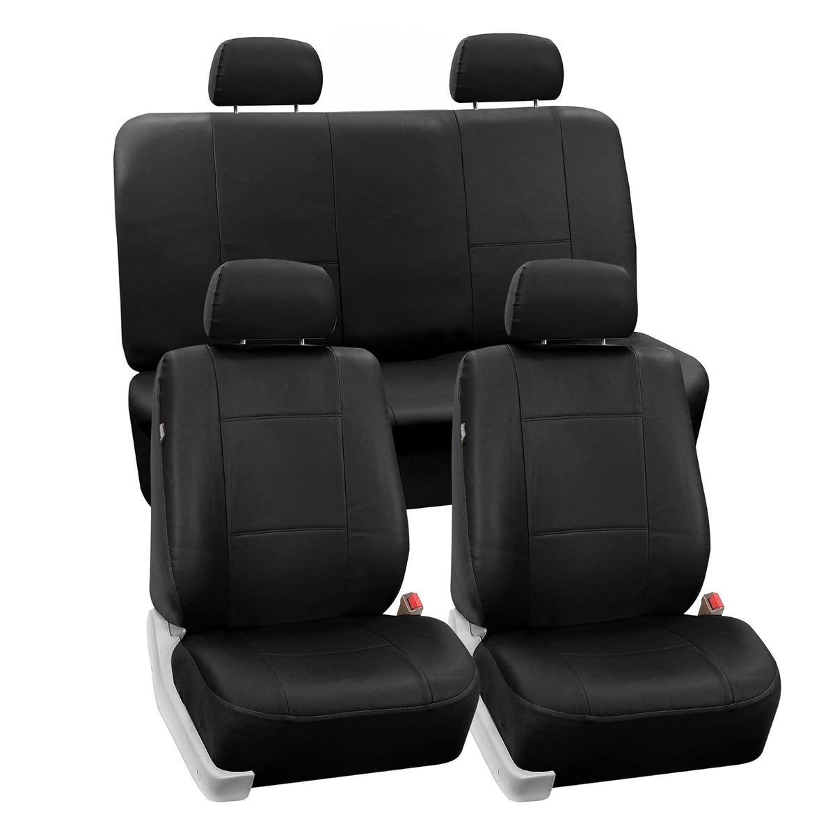 FH GROUP Universal Fit Seat Cover - Faux Leather (Black) (Full Set with 4 Headrest Covers)