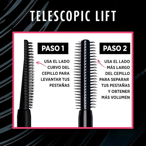 L'Oreal Paris Mascara de pestañas Telescopic Lift A Prueba de Agua, Negro, 10 ml