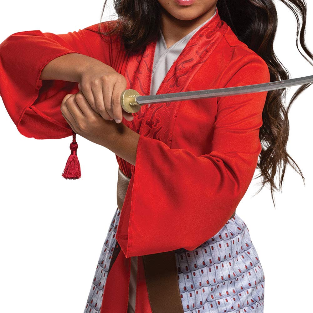 Disfraz de Mulan para niñas, disfraz de héroe de película de acción en vivo de Disney, disfraz clásico para niños, talla M (7-8) rojo (104269K)