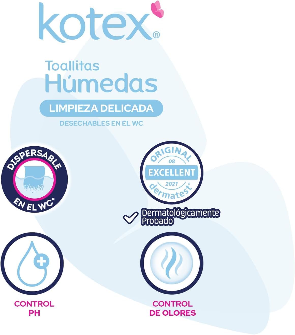 Kotex Toallitas Húmedas para Higiéne Íntima, 1 paquete con 56 piezas + Garnier Skin Active Agua micelar desmaquillante, 400ml