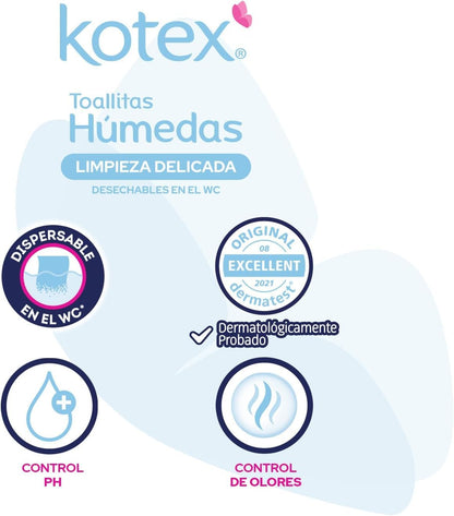 Kotex Toallitas Húmedas para Higiéne Íntima, 1 paquete con 56 piezas + Garnier Skin Active Agua micelar desmaquillante, 400ml