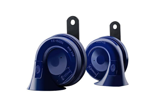 HELLA Claxon/Bocina de caracol AZUL 400/500Hz (012010801) Para Auto/Vehiculo/Automóvil/Carro, SUV/Camioneta, Motocicleta, Camión, Universal.