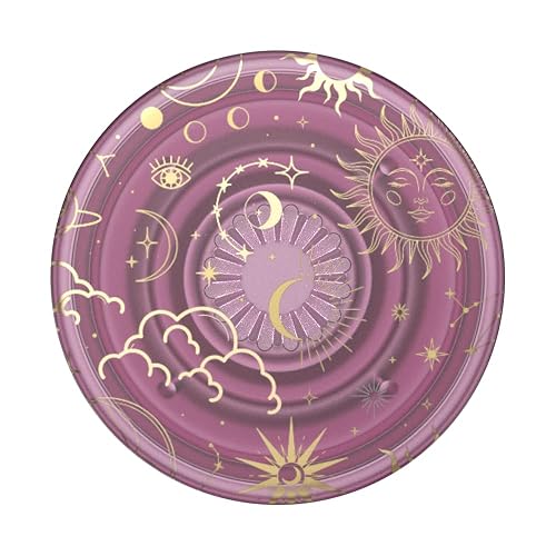 PopSockets - Soporte calcomanía para teléfono, Malva Celestial | Sujeción cómoda y segura, anticaídas, soporte, luna, estrella, sol, espacio, teléfono, mujeres